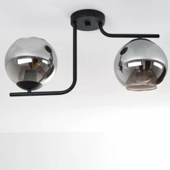 Suspension Verre Fumé-hofstein Plafonnier Cayuta Noir, 2 lumières