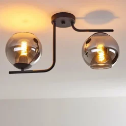 Suspension Verre Fumé-hofstein Plafonnier Cayuta Noir, 2 lumières