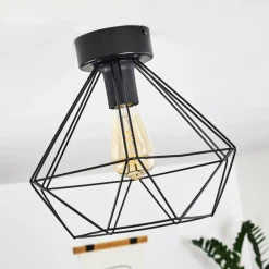 Luminaires Rustiques-hofstein Plafonnier Cenova Noir, 1 lumière