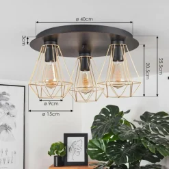 hofstein Plafonnier Cenova Noir, 3 lumières