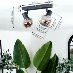 hofstein Plafonnier Cevio Noir, 2 lumières