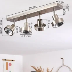 hofstein Plafonnier Chagres Nickel mat, 4 lumières