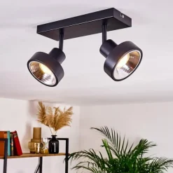 Lampes Industrielles-hofstein Plafonnier Chagres Noir, Argenté, 2 lumières