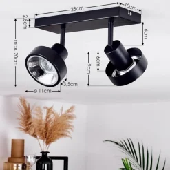 Lampes Industrielles-hofstein Plafonnier Chagres Noir, Argenté, 2 lumières