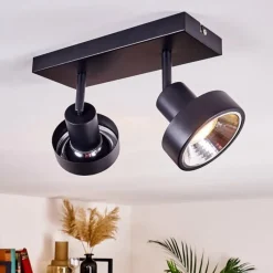 Lampes Industrielles-hofstein Plafonnier Chagres Noir, Argenté, 2 lumières