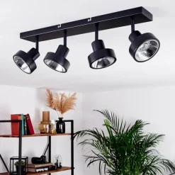 Lampes Industrielles-hofstein Plafonnier Chagres Noir, Argenté, 4 lumières