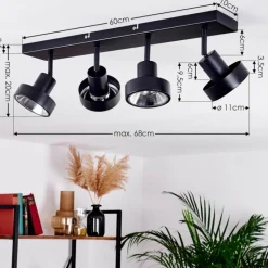 Lampes Industrielles-hofstein Plafonnier Chagres Noir, Argenté, 4 lumières