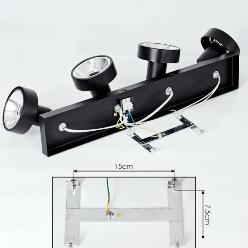 Lampes Industrielles-hofstein Plafonnier Chagres Noir, Argenté, 4 lumières