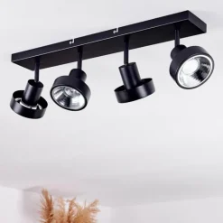 Lampes Industrielles-hofstein Plafonnier Chagres Noir, Argenté, 4 lumières