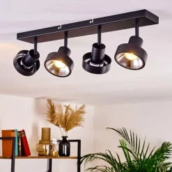 Lampes Industrielles-hofstein Plafonnier Chagres Noir, Argenté, 4 lumières