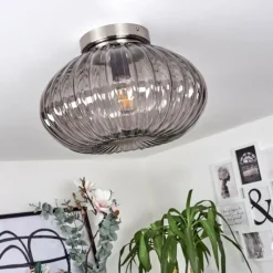 Suspension Verre Fumé-hofstein Plafonnier Chapal Nickel mat, 1 lumière