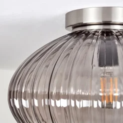 Suspension Verre Fumé-hofstein Plafonnier Chapal Nickel mat, 1 lumière