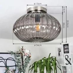 Suspension Verre Fumé-hofstein Plafonnier Chapal Nickel mat, 1 lumière