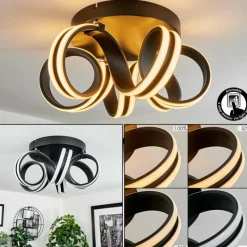 hofstein Plafonnier Chapotia LED Noir, 1 lumière