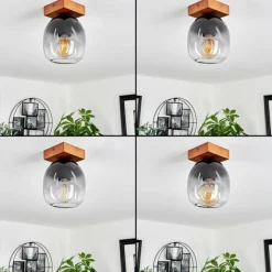 Suspension Verre Fumé-hofstein Plafonnier Chauplane Bois foncé, Noir, 1 lumière