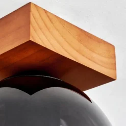 Suspension Verre Fumé-hofstein Plafonnier Chauplane Bois foncé, Noir, 1 lumière