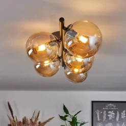 hofstein Plafonnier Chehalis Ambre, 5 lumières