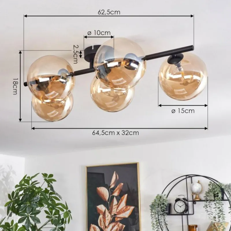 hofstein Plafonnier Chehalis Ambre, 5 lumières