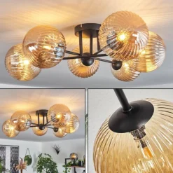 hofstein Plafonnier Chehalis Ambre, 6 lumières