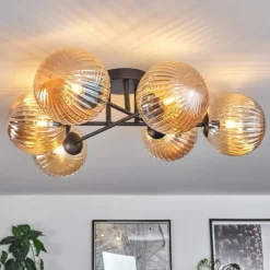 hofstein Plafonnier Chehalis Ambre, 6 lumières