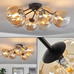 hofstein Plafonnier Chehalis Ambre, Clair, 6 lumières
