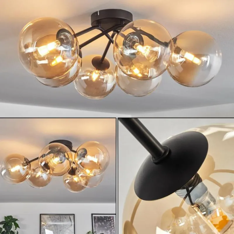 hofstein Plafonnier Chehalis Ambre, Clair, 6 lumières