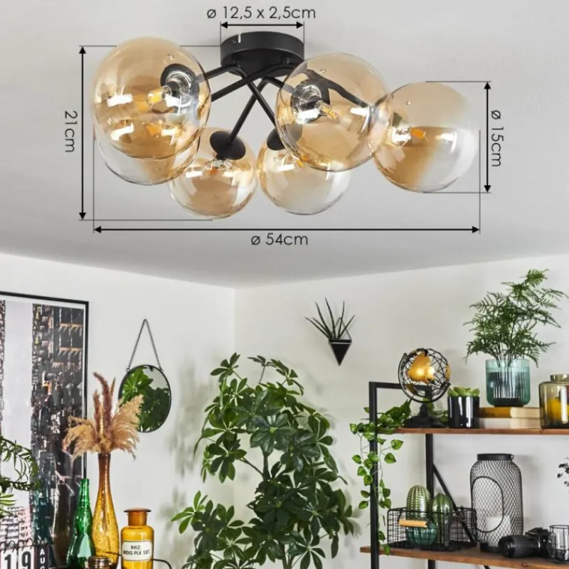 hofstein Plafonnier Chehalis Ambre, Clair, 6 lumières