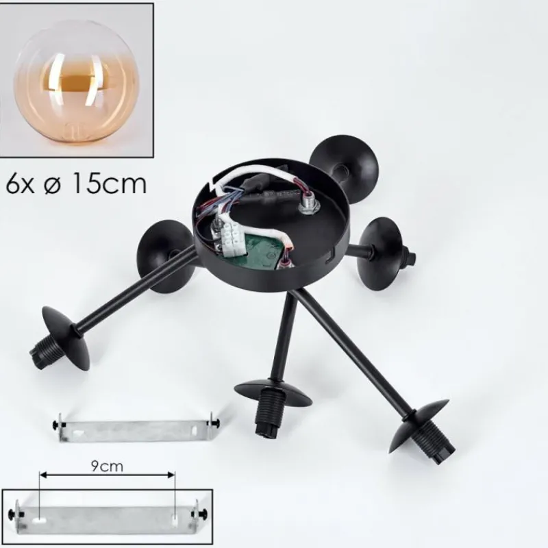 hofstein Plafonnier Chehalis Ambre, Clair, 6 lumières