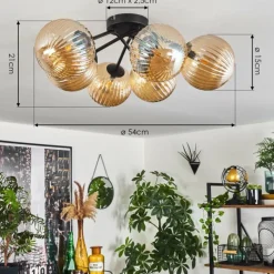 hofstein Plafonnier Chehalis Ambre, 6 lumières