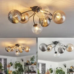 hofstein Plafonnier Chehalis Ambre, Clair, Fumé, 6 lumières