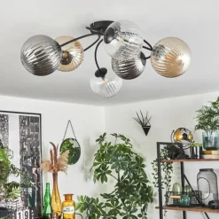 hofstein Plafonnier Chehalis Ambre, Clair, Fumé, 6 lumières