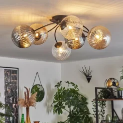 hofstein Plafonnier Chehalis Ambre, Clair, Fumé, 6 lumières