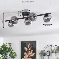 hofstein Plafonnier Chehalis Clair, Fumé, 5 lumières