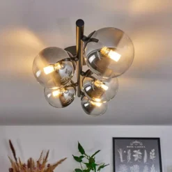 hofstein Plafonnier Chehalis Clair, Fumé, 5 lumières