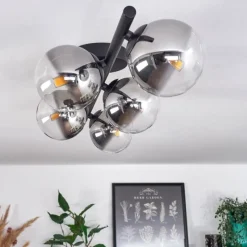 hofstein Plafonnier Chehalis Clair, Fumé, 5 lumières