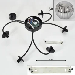 hofstein Plafonnier Chehalis Fumé, 6 lumières