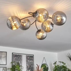 hofstein Plafonnier Chehalis Fumé, 6 lumières