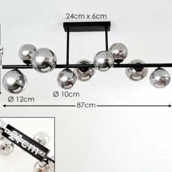 Suspension Verre Fumé-hofstein Plafonnier Chehalis LED Noir, 9 lumières