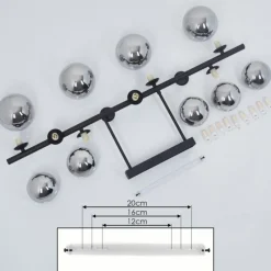 Suspension Verre Fumé-hofstein Plafonnier Chehalis LED Noir, 9 lumières