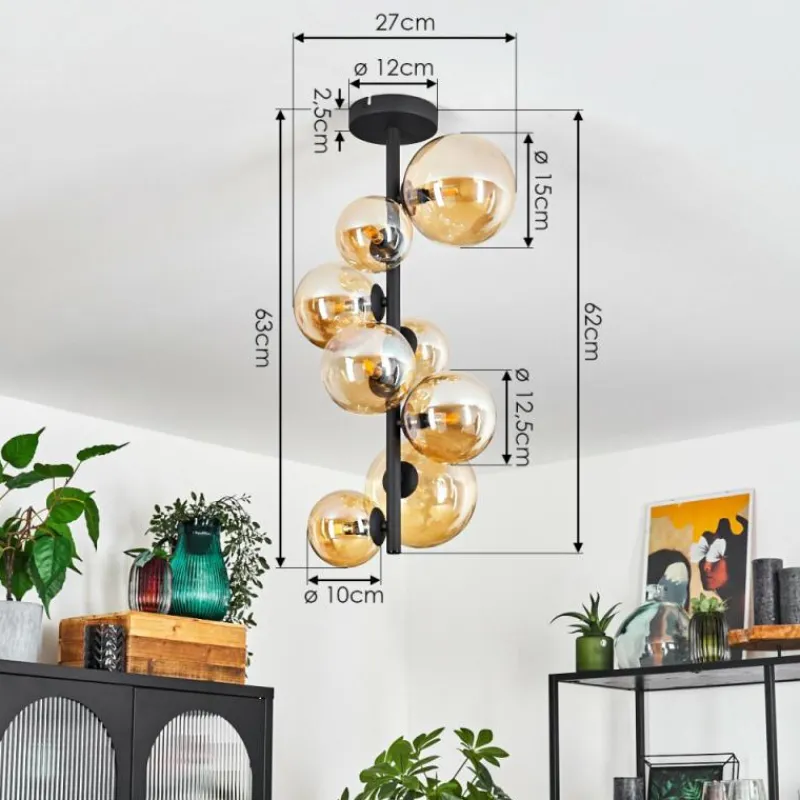 hofstein Plafonnier Chehalis Noir, 8 lumières