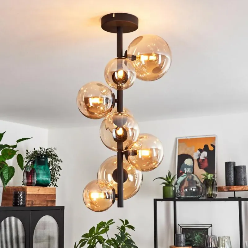 hofstein Plafonnier Chehalis Noir, 8 lumières