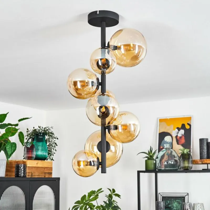 hofstein Plafonnier Chehalis Noir, 8 lumières