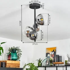 hofstein Plafonnier Chehalis Noir, 4 lumières