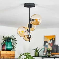 hofstein Plafonnier Chehalis Noir, 4 lumières