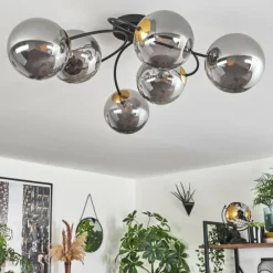 Lampes Dorées-hofstein Plafonnier Chehalis Or, Noir, 6 lumières