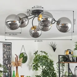 Lampes Dorées-hofstein Plafonnier Chehalis Or, Noir, 6 lumières