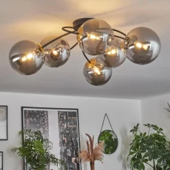 Lampes Dorées-hofstein Plafonnier Chehalis Or, Noir, 6 lumières