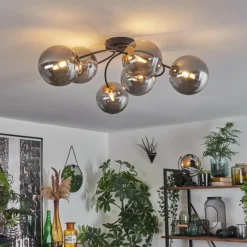 Lampes Dorées-hofstein Plafonnier Chehalis Or, Noir, 6 lumières