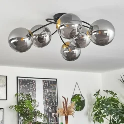 Lampes Dorées-hofstein Plafonnier Chehalis Or, Noir, 6 lumières