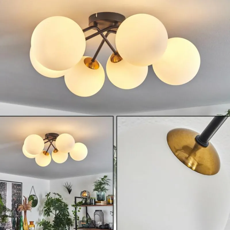 hofstein Plafonnier Chehalis Or, Noir, 6 lumières